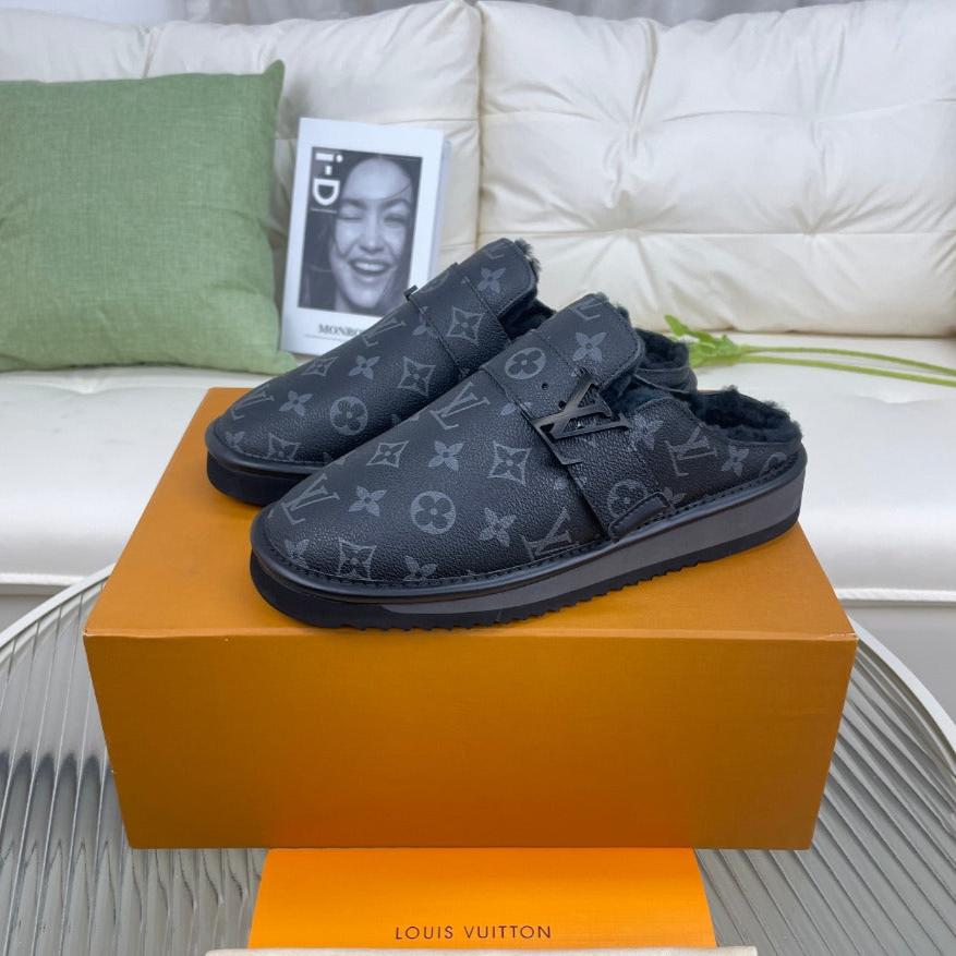 LV Mule Black Monogram Lambskin