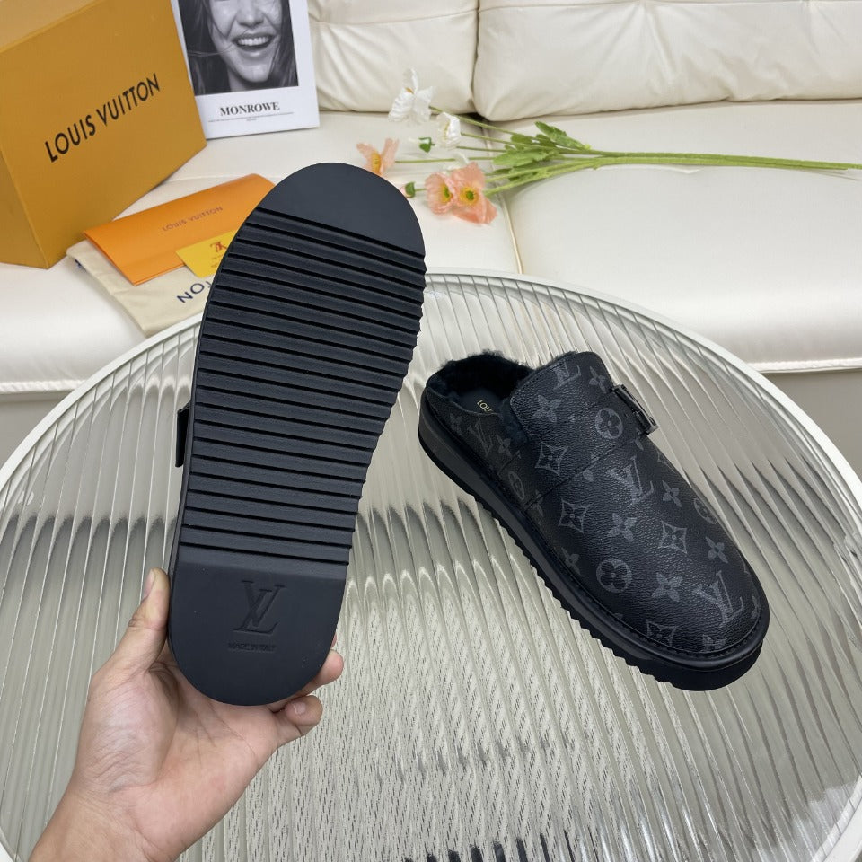 LV Mule Black Monogram Lambskin