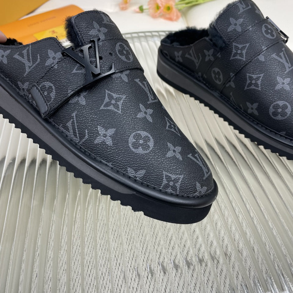 LV Mule Black Monogram Lambskin