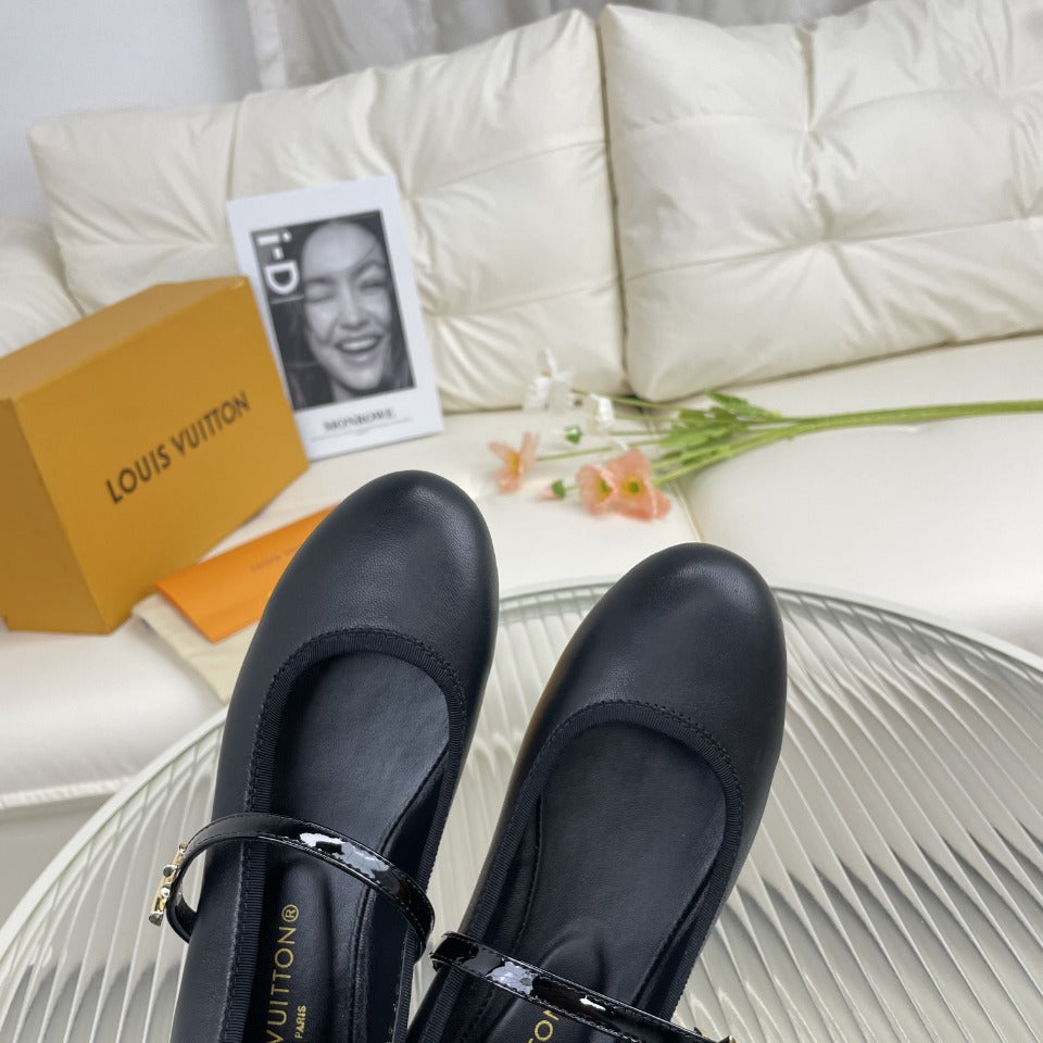 LV Flat Ballerina Black Lambskin