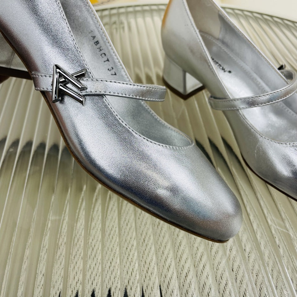 LV Medium-Heel 35mm Pumps Metallic Silver Lambskin