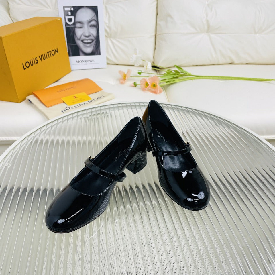LV Medium-Heel 35mm Pumps Glossy Black Lambskin