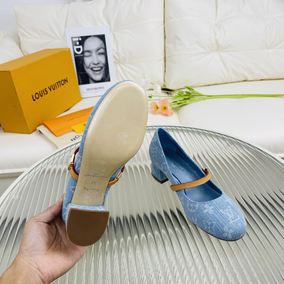 LV Medium-Heel 35mm Pumps Blue Monogram Jacquard Fabric