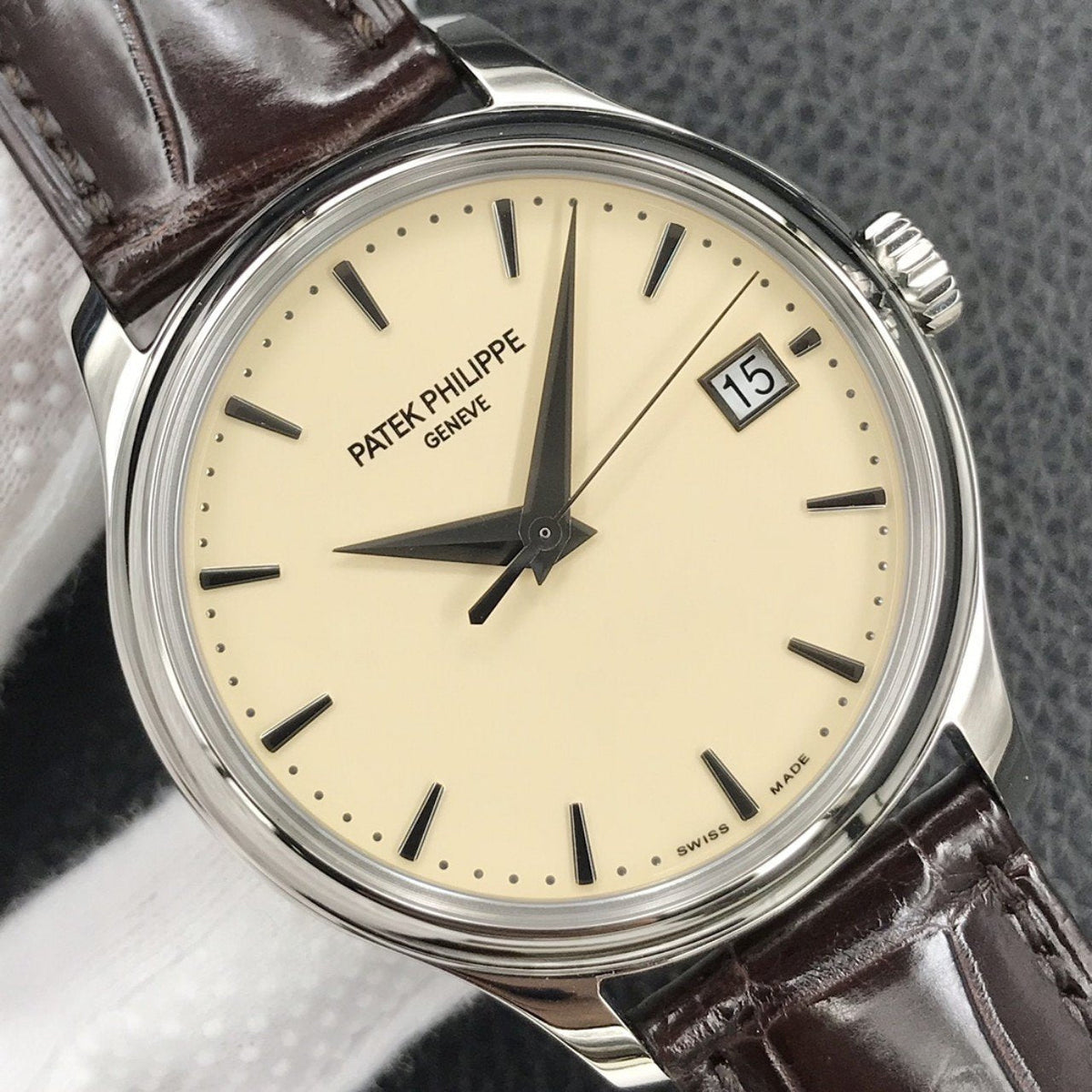 PATEK CALATRAVA STEEL CASE CREAM DIAL