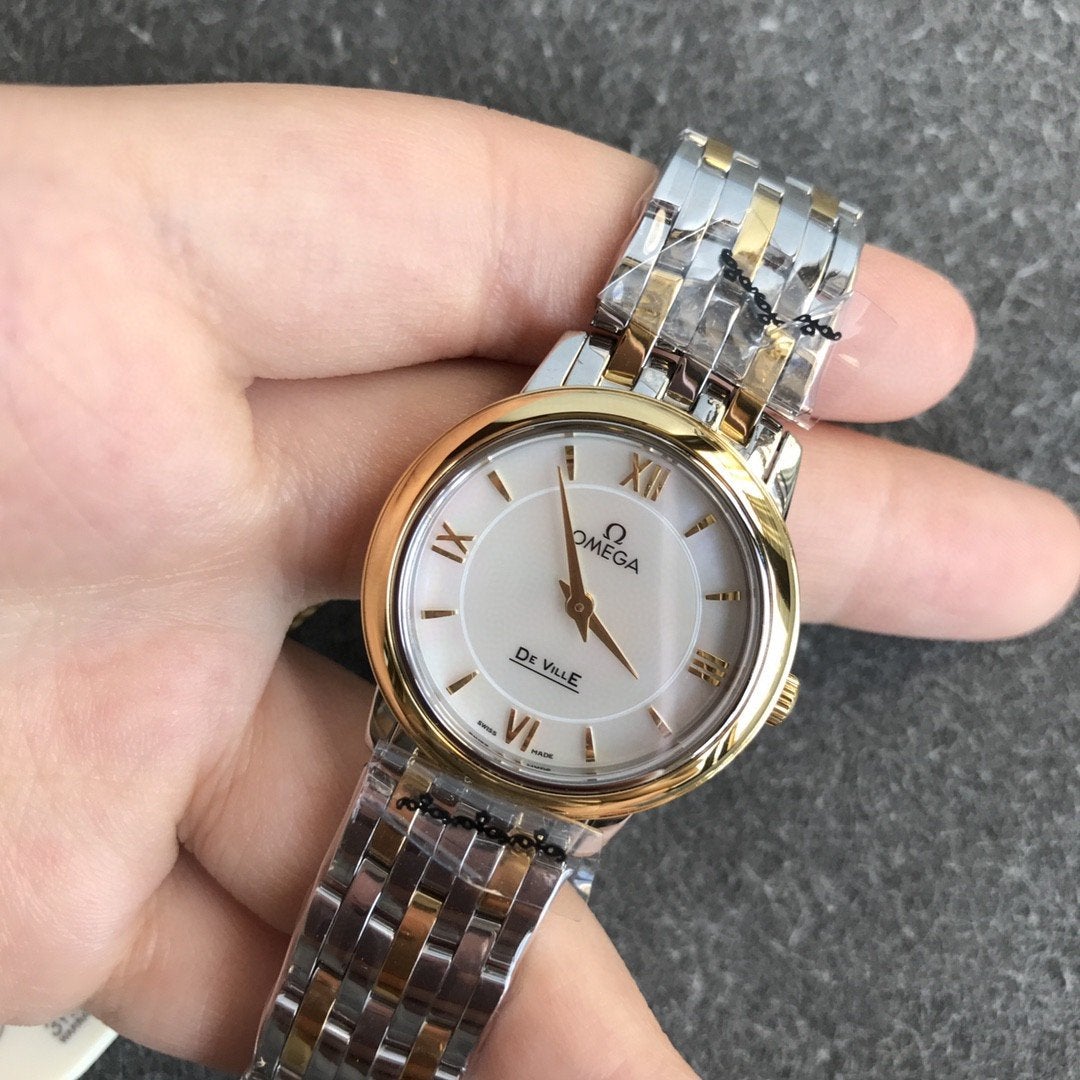 DEVILLE PRESTIGE 27MM QUARTZ GOLD STEEL MOP DIAL