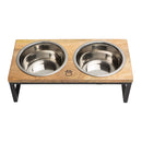 Elevated Wooden Pet Feeder with Stainless Steel Bowls