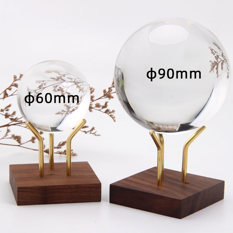 Wooden Crystal Ball Display Stand with Gold Accent BIO#1720