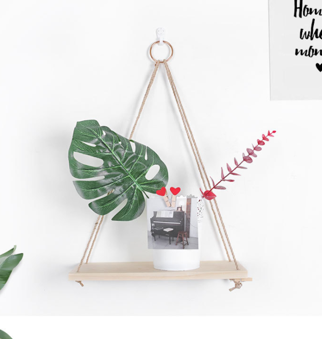 Rustic Rope Swing Wall Shelf #VEV31991