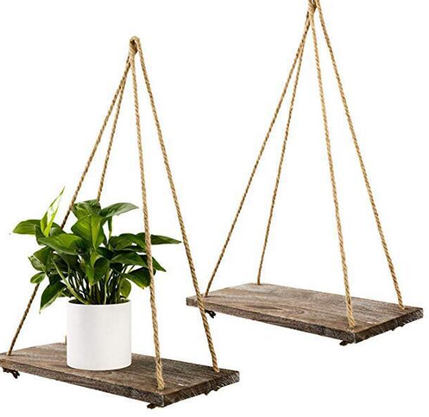Rustic Rope Swing Wall Shelf #VEV31991