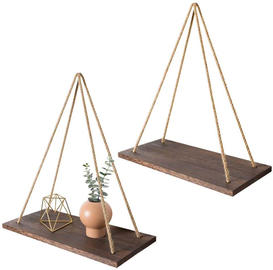 Rustic Rope Swing Wall Shelf #VEV31991