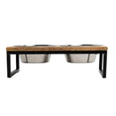 Elevated Wooden Pet Feeder with Stainless Steel Bowls